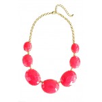 Hot Pink Faceted Oval Bauble Dots Necklace